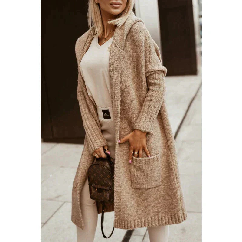 Weiche Damen-Cardigan mit Kapuze - IdealeKleiden