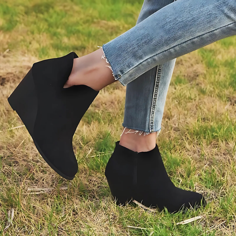 Stiefeletten Faux Wildleder Keilabsatz Damen