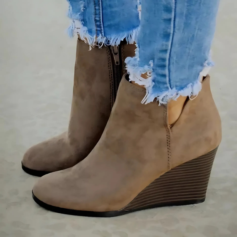 Stiefeletten Faux Wildleder Keilabsatz Damen