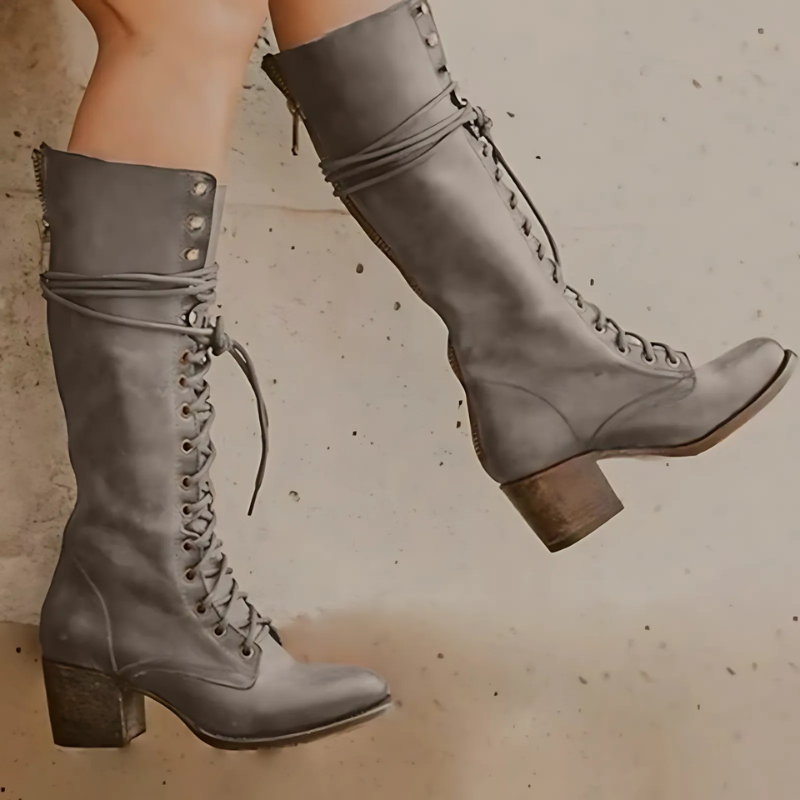 Damenschuhe Knöchelstiefel Schnürstiefel Blockabsatz