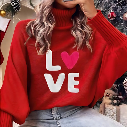 Damen Rollkragenpullover Langarm Love Design