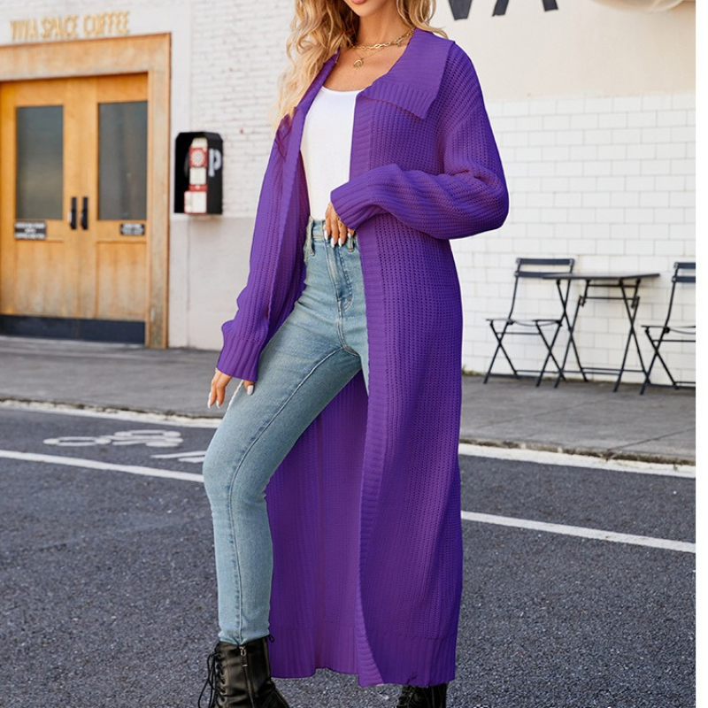Elegante Damen Maxi-Jacke Langärmlig