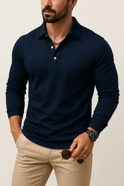 Herren Poloshirt Slim Fit Langarm Modern