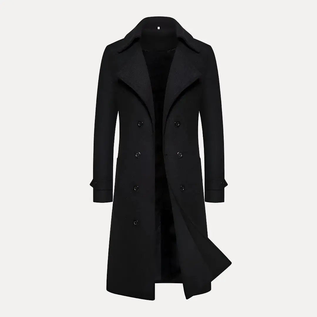 Klassischer Trenchcoat Doppelreihig Wollmantel