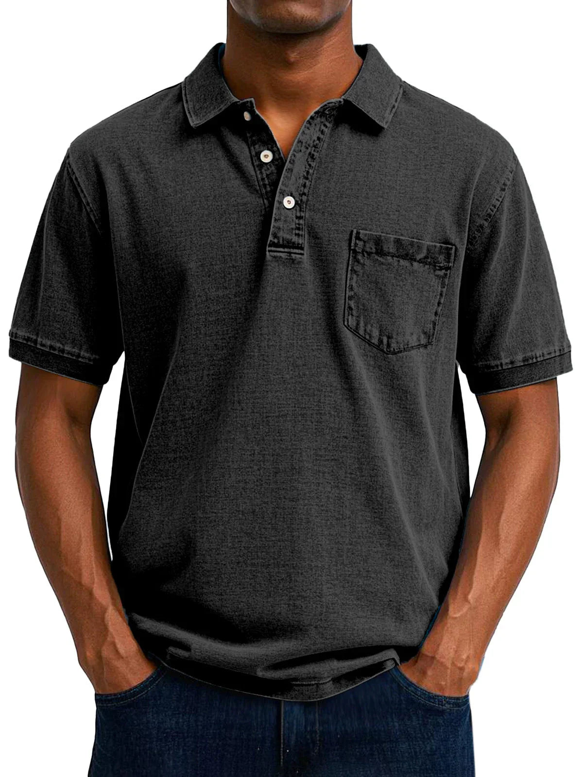Herren Poloshirt Retro Brusttasche