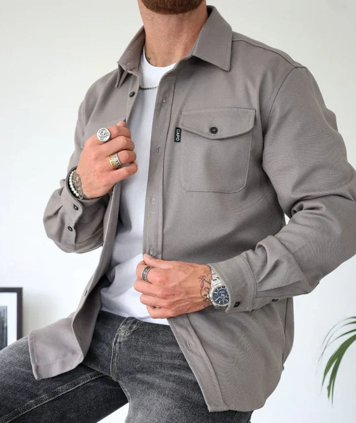 Herren Langarmhemd Mit Taschen Modern Slimfit