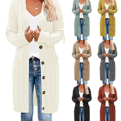 Langer Wickelcardigan Damen, Strick, Elegantes Design - IdealeKleiden