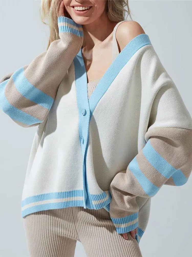 Modische Strickweste Streifen Design - IdealeKleiden