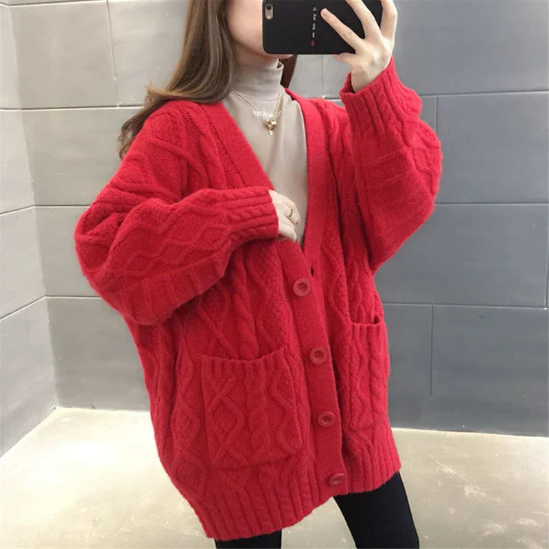 Strickjacke Lang Damen Warm Dick