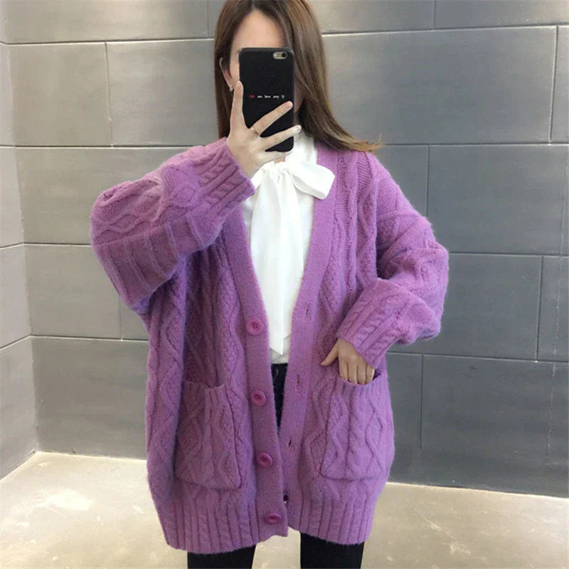 Strickjacke Lang Damen Warm Dick