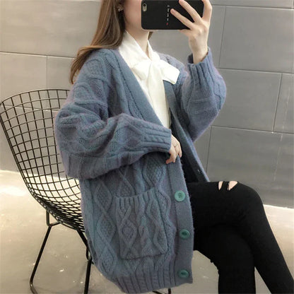 Strickjacke Lang Damen Warm Dick
