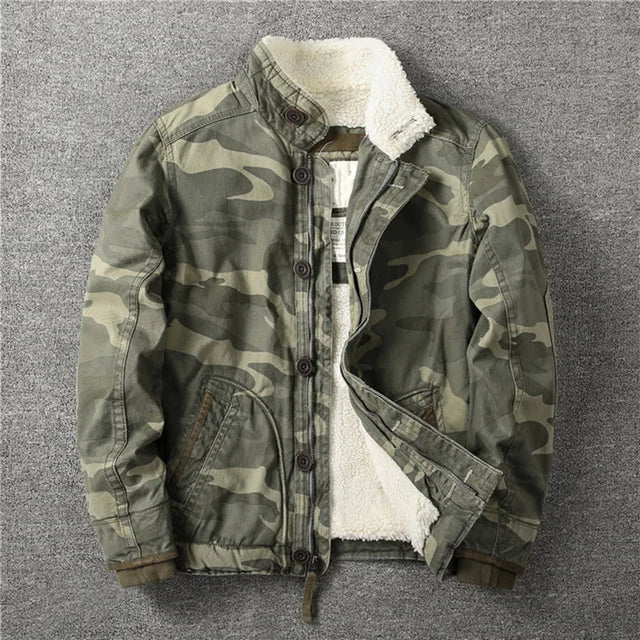 Herren Winterjacke Camouflage Warm