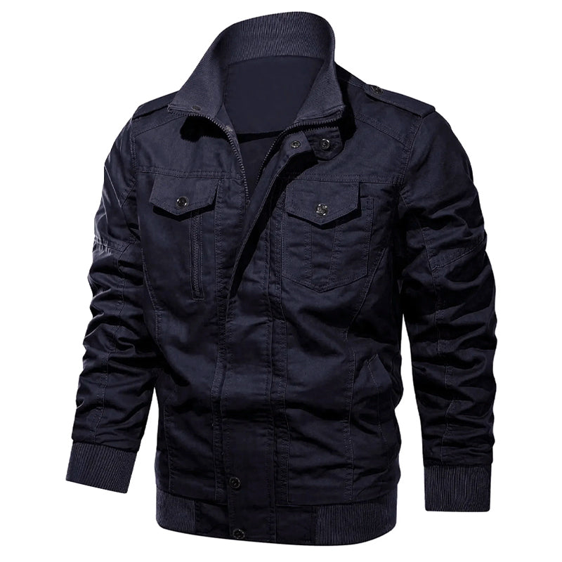 Militär-Bomberjacke Baumwolle Reißverschluss Modern