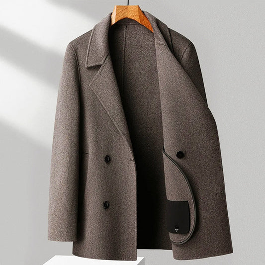 Stylischer Doppelreihen Mantel Wollmix Reverskragen - IdealeKleiden