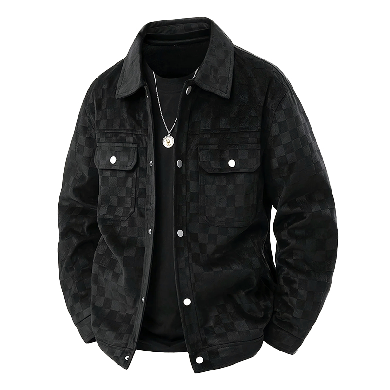 Modische Suede-Jacke Karo Muster Frauen