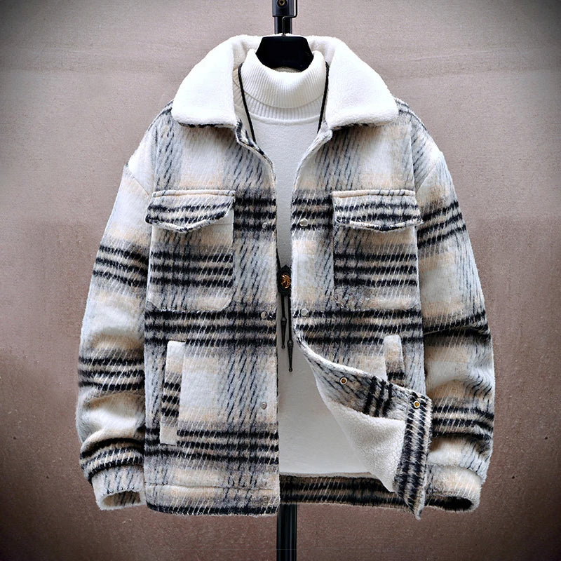 Warmes Winterjacke Plaid Fleece Innenfutter