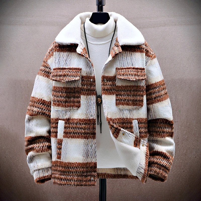 Warmes Winterjacke Plaid Fleece Innenfutter