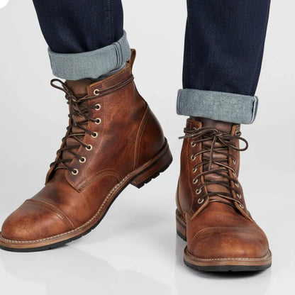 Herren Arbeitsschuhe Leder Schnürstiefeletten - IdealeKleiden