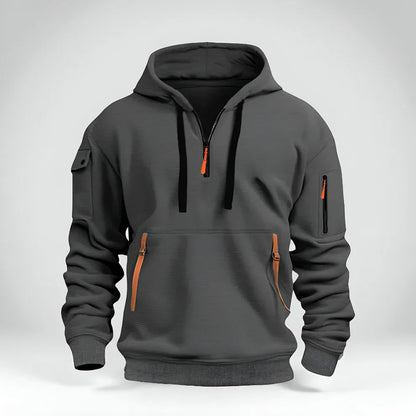 Herren Hoodie Kurz Reißverschluss Sportlich - IdealeKleiden