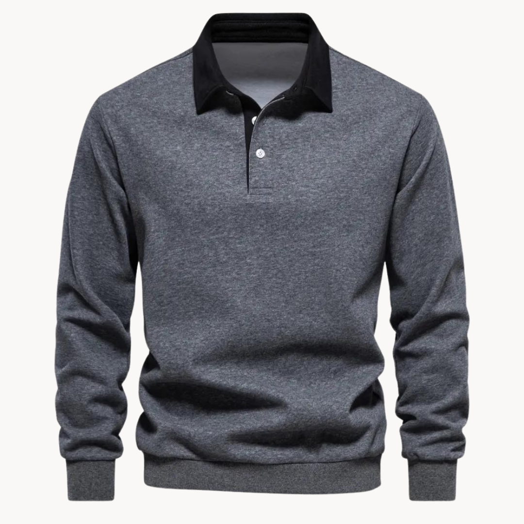 Herren Pullover Sweatshirt Bequem Polokragen - IdealeKleiden