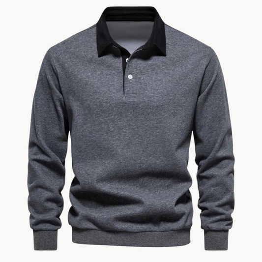 Herren Pullover Sweatshirt Bequem Polokragen - IdealeKleiden