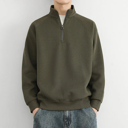 Herren Sweatshirt Langarm Bequem Reißverschluss - IdealeKleiden