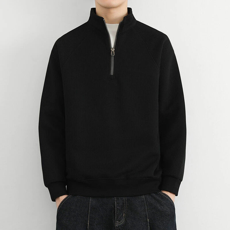 Herren Sweatshirt Langarm Bequem Reißverschluss