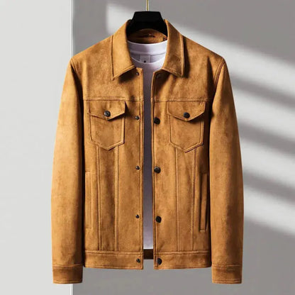 Vintage Lederjacke Wildleder Knopf-Vorderseite