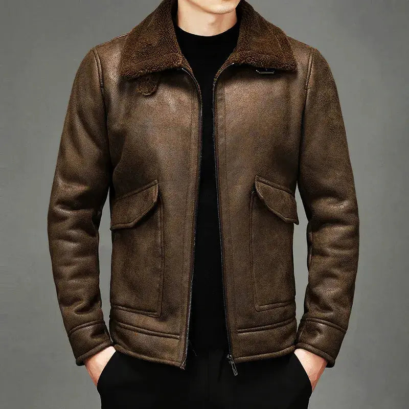 Lederjacke Retro Fliegerstil