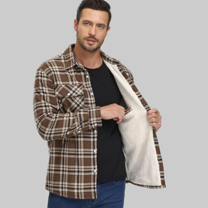 Herren Winterjacke Fleece Warm Karomuster