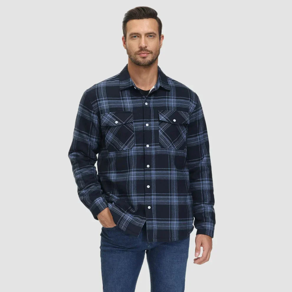 Herren Winterjacke Fleece Warm Karomuster