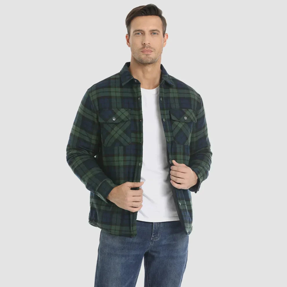 Herren Winterjacke Fleece Warm Karomuster