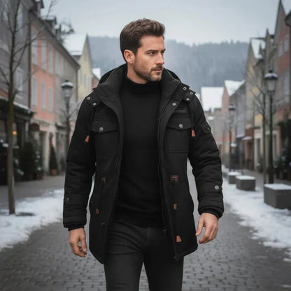 Herren Winterjacke Militärstyle Fleece Kapuze