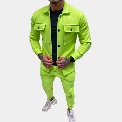 Herren Zwei-Teiler Langarm Set Zugeknöpft Modern