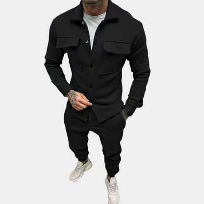 Herren Zwei-Teiler Langarm Set Zugeknöpft Modern