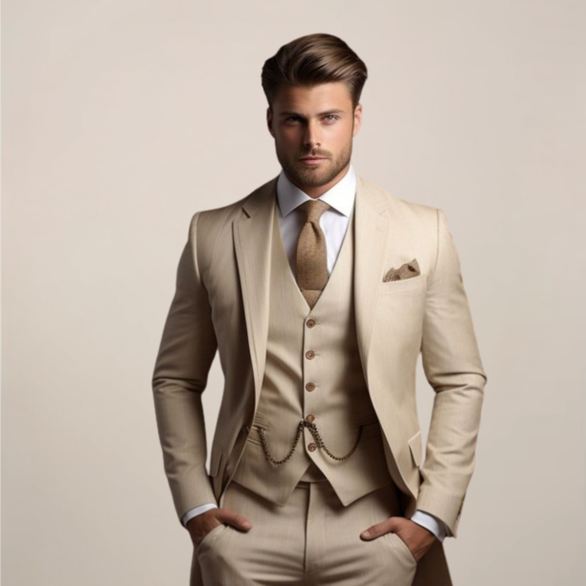 Herren Anzug Elegant Frühjahr Dreiteiler