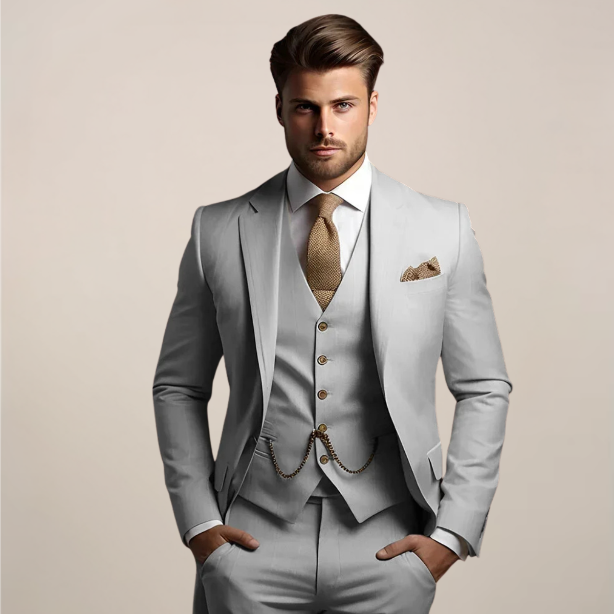 Herren Anzug Elegant Frühjahr Dreiteiler