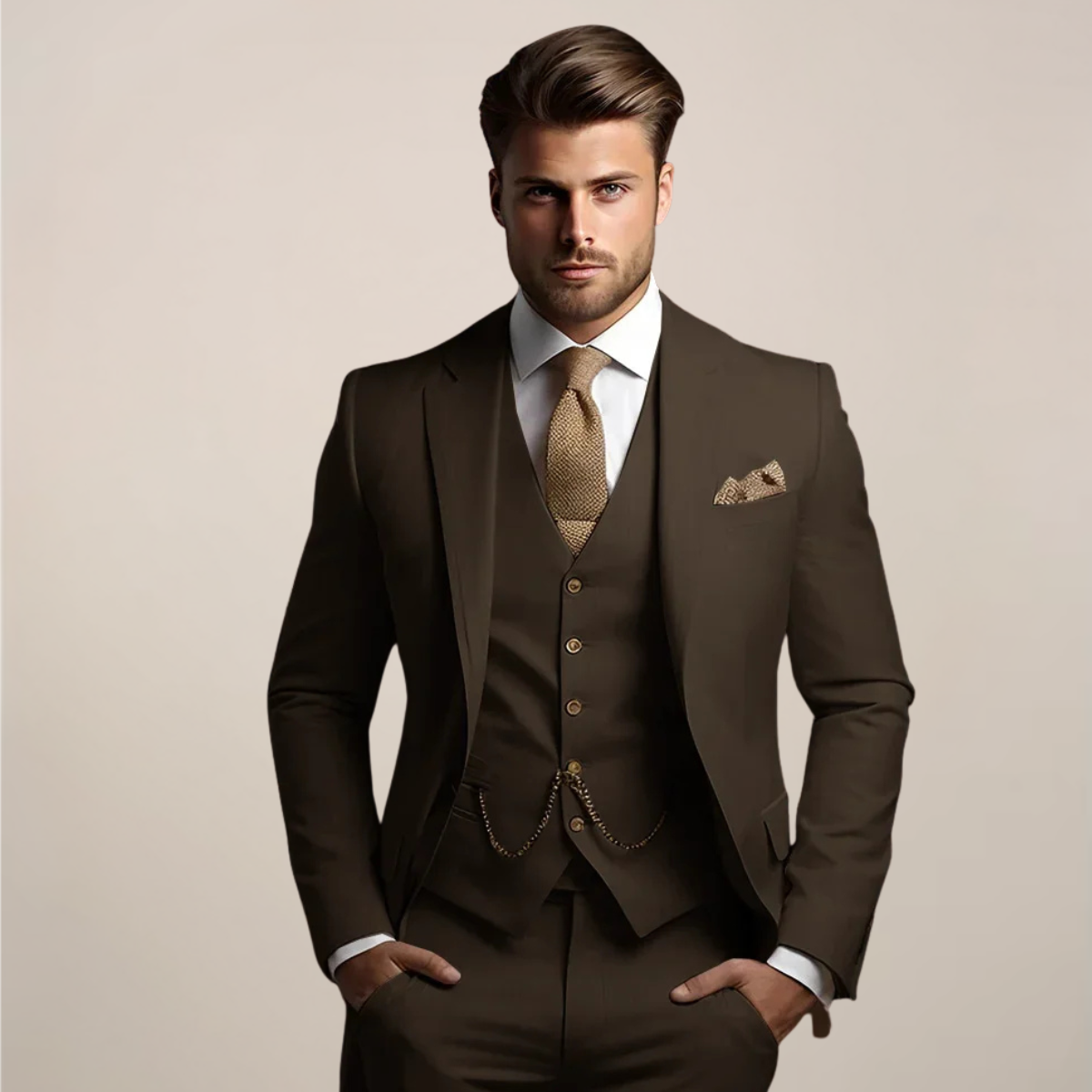 Herren Anzug Elegant Frühjahr Dreiteiler