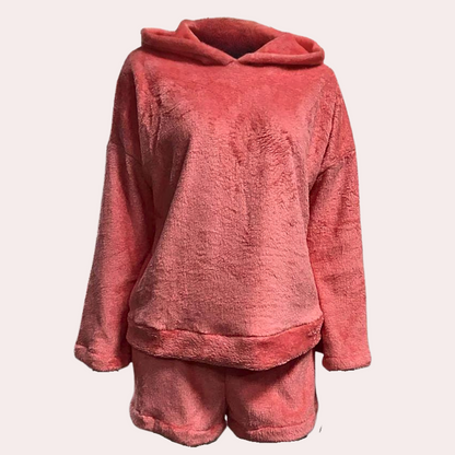 Weiches Damen-Pyjama-Set mit Kapuze Fleece - IdealeKleiden