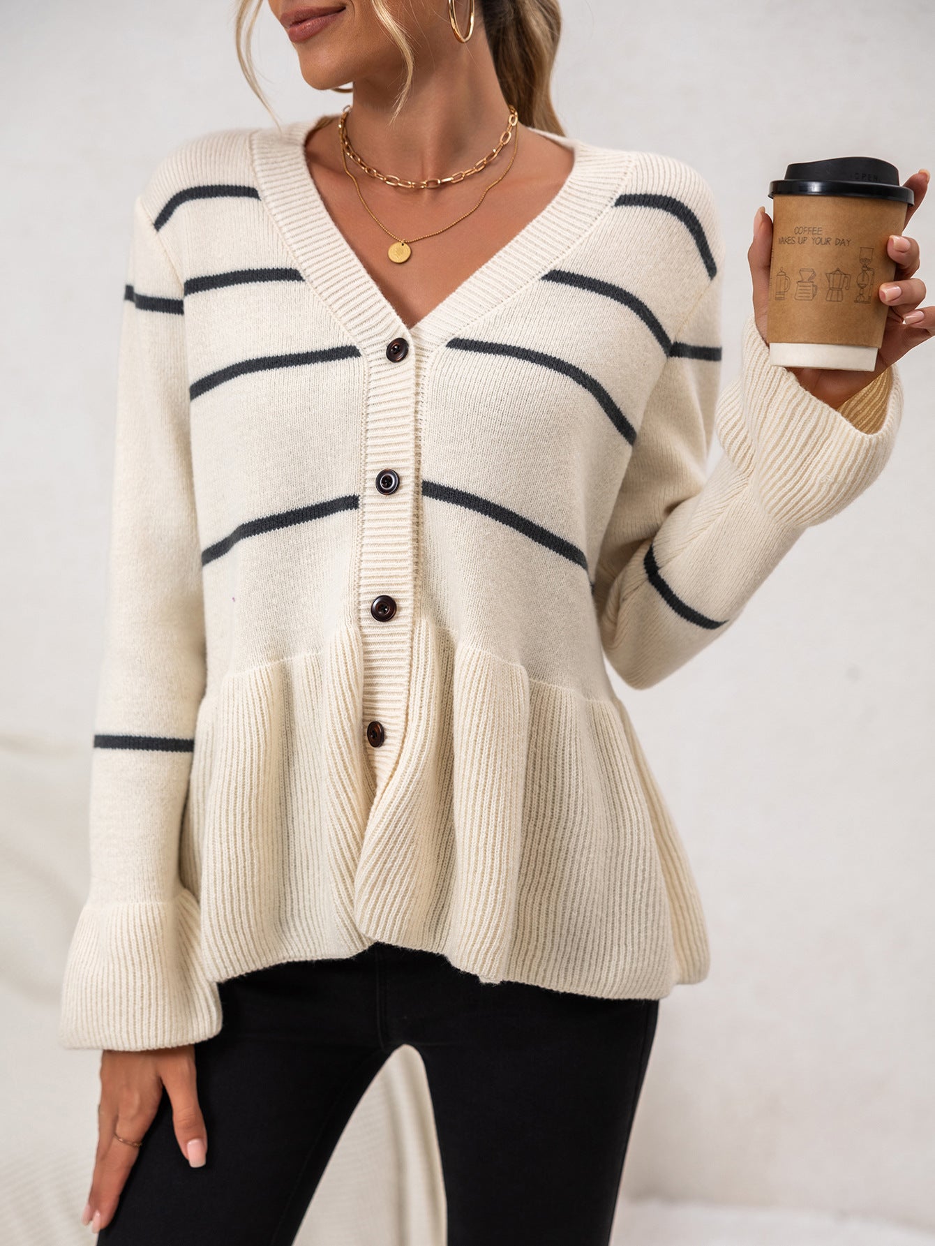Damen Strickcardigan V-Ausschnitt Modern