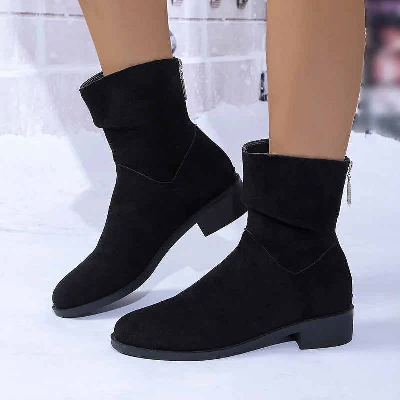 Elegante Damenstiefel Mittelhoch Schlicht & Zeitlos - IdealeKleiden