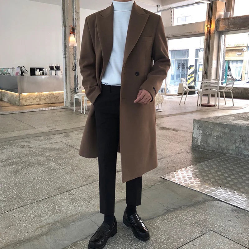 Herren Wintermantel Warm Wollig