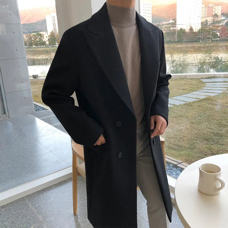 Herren Wintermantel Warm Wollig