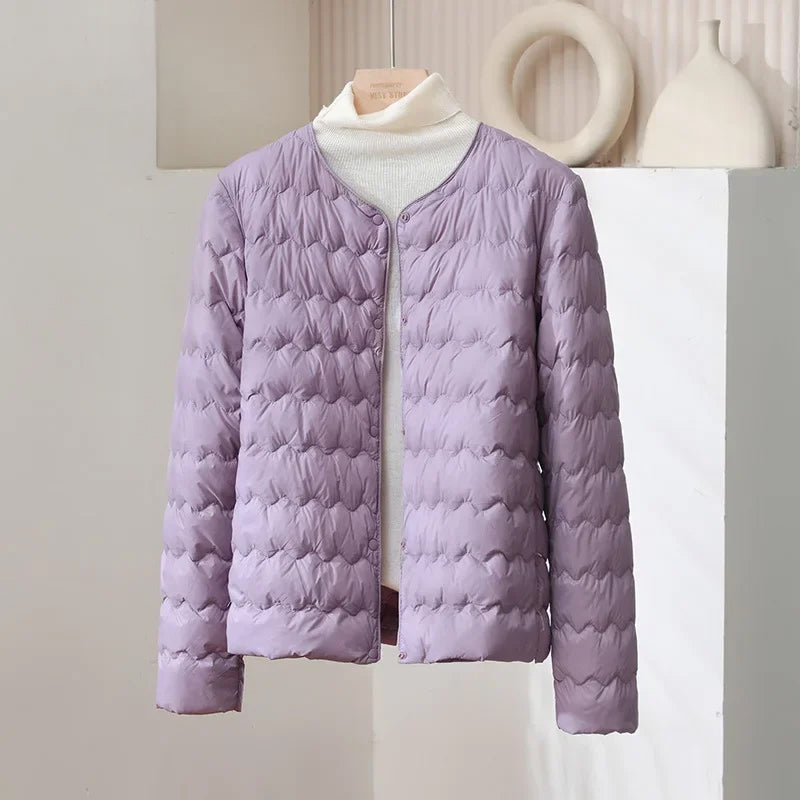Warme Daunenjacke Regular Fit Ohne Kragen