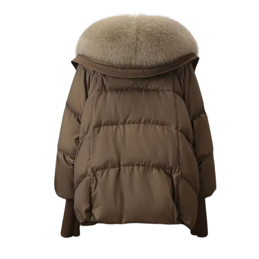 Winterkleid Kunstfell Mantel Puffer - IdealeKleiden