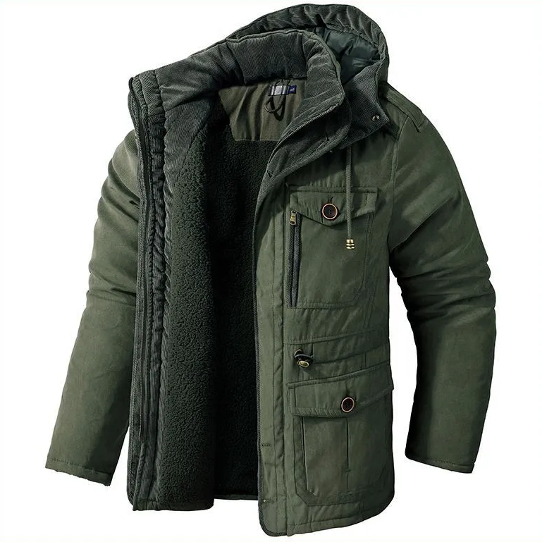 Herren Winterjacke Fleece Isolierung Kapuze - IdealeKleiden