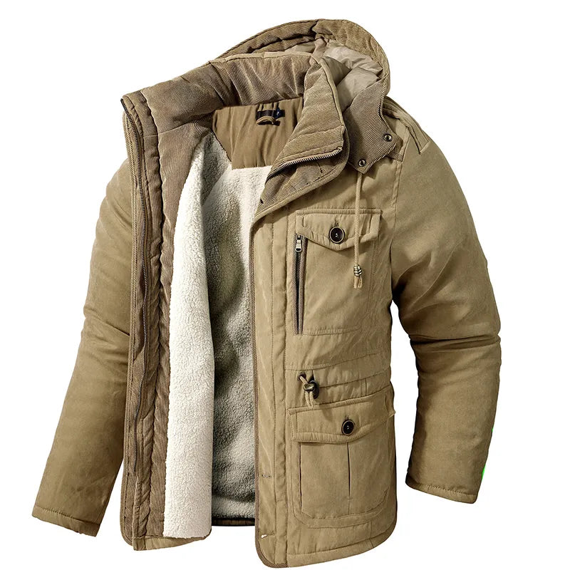 Herren Winterjacke Fleece Isolierung Kapuze