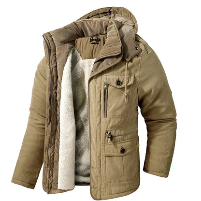 Herren Winterjacke Fleece Isolierung Kapuze