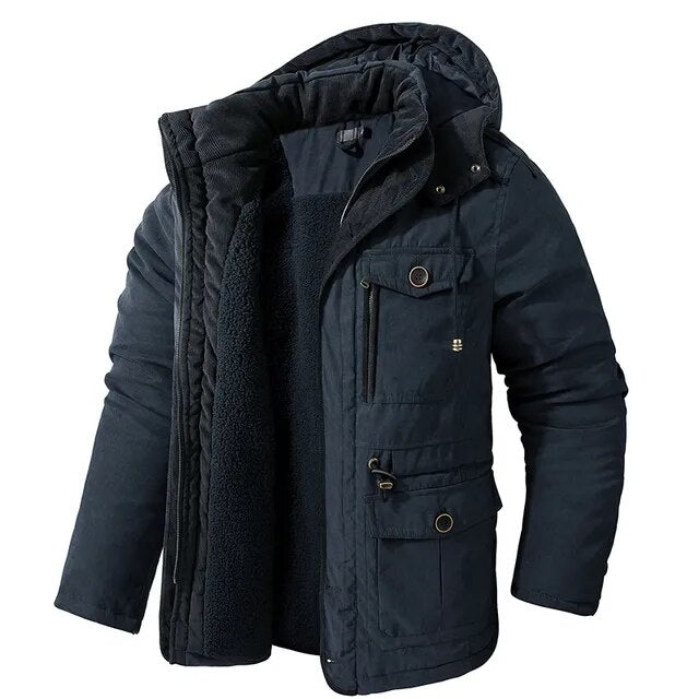 Herren Winterjacke Fleece Isolierung Kapuze