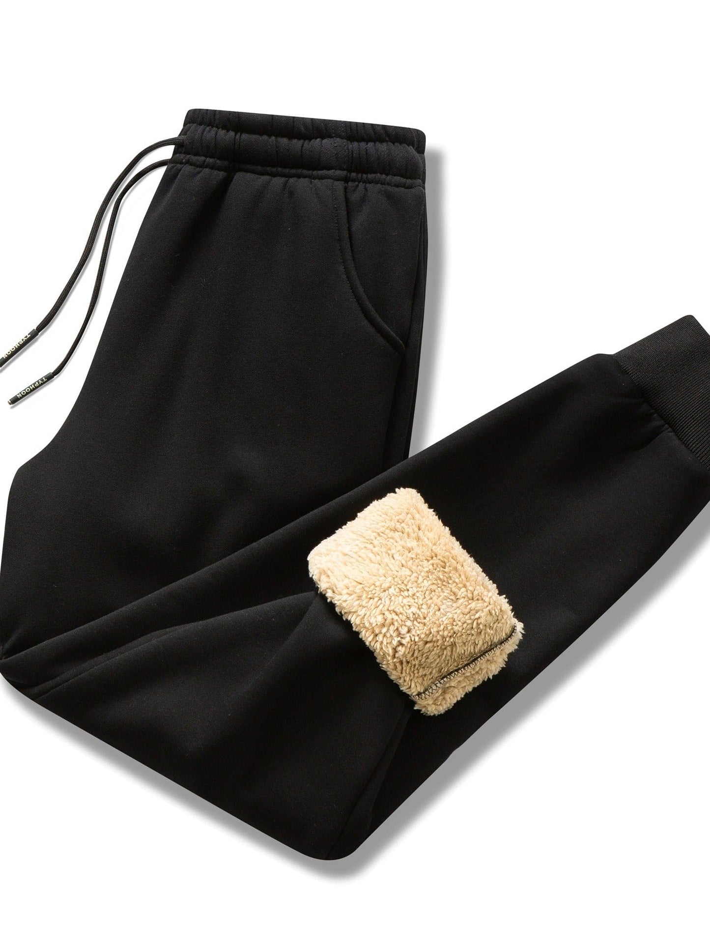 Warme Herren Jogginghose Schwarz Fleece